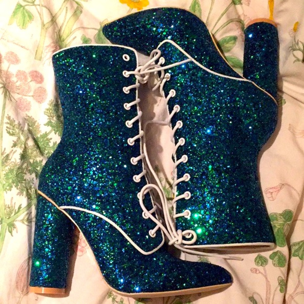 Cape Robbin Mermaid Glitter Booties 💚💙